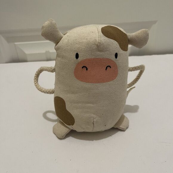 Panda Crate Baby Mooing Cow Educational Shaker Sound Stuffed Canvas Toy 6” - Picture 2 of 10